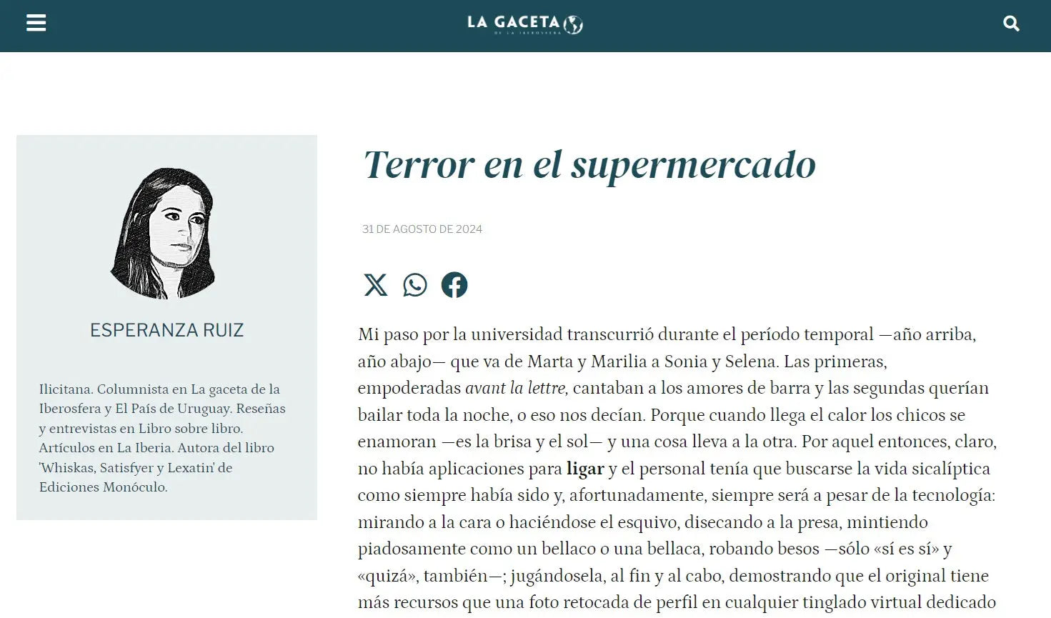 Esperanza Ruiz: Terror en el supermercado