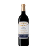 Botella del Vino Tinto Español CVNE Imperial Gran Reserva. 75 cl de la Rioja sobre un fondo blanco