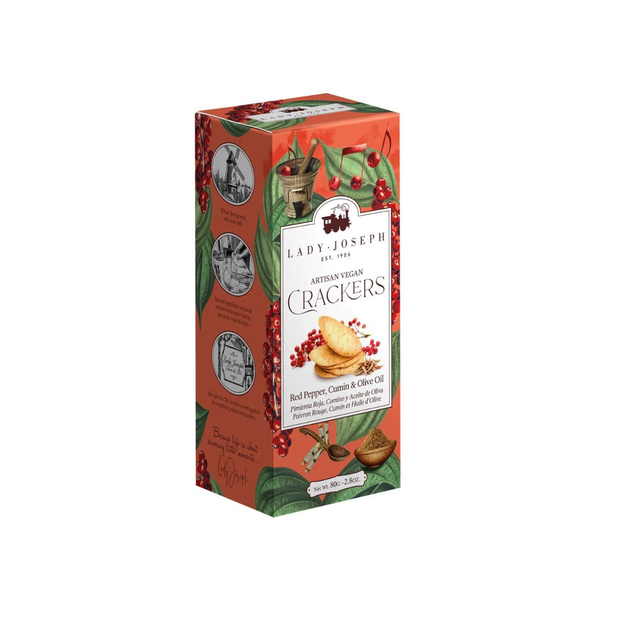 Crackers de Pimienta Roja, Comino y Aceite Extra Virgen de Oliva Mantequerías Bravo