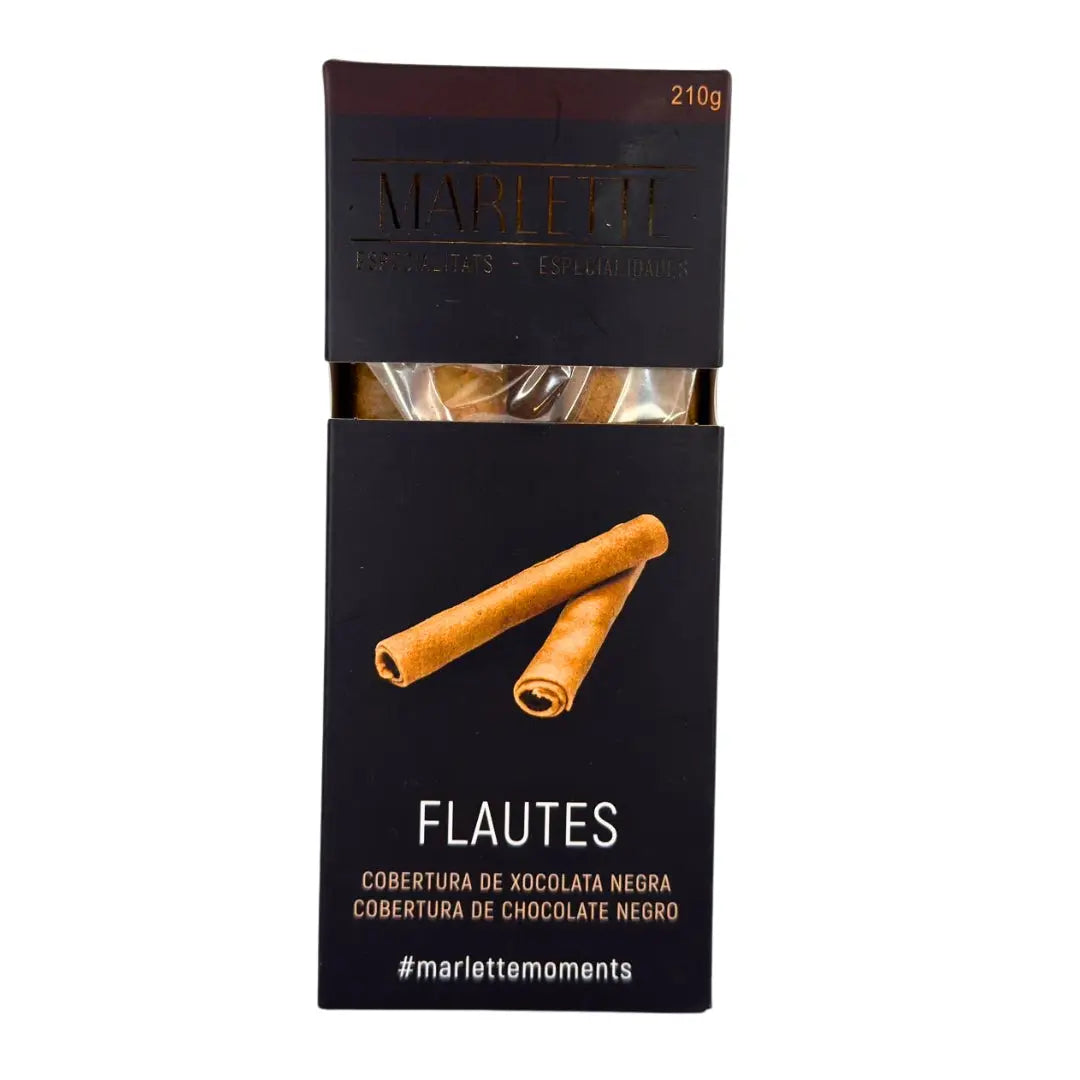 Barquillos Flautas Rellenas de Chocolate Oscuro Marlette 210 g Canals Biscuits SAU