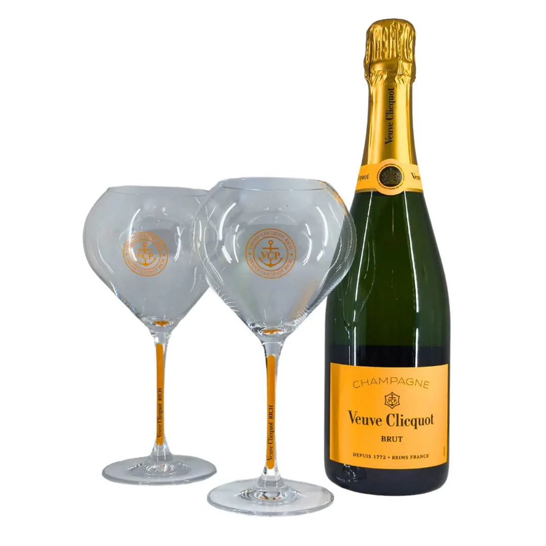 Caja de Regalo Veuve Clicquot + 2 Copas de Cristal Veuve Clicquot