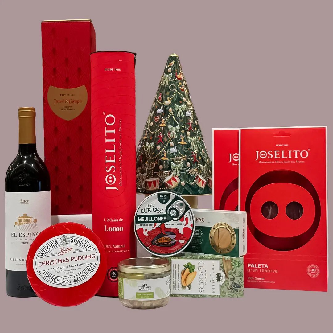 Cesta de Regalo Gourmet Árbol de Navidad Mantequerías Bravo