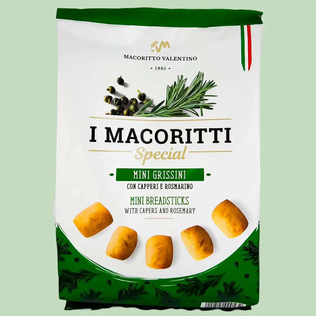 Mini Grissinis con Romero y Alcaparras I Macoritti 250 g Macoritto Valentino SRL