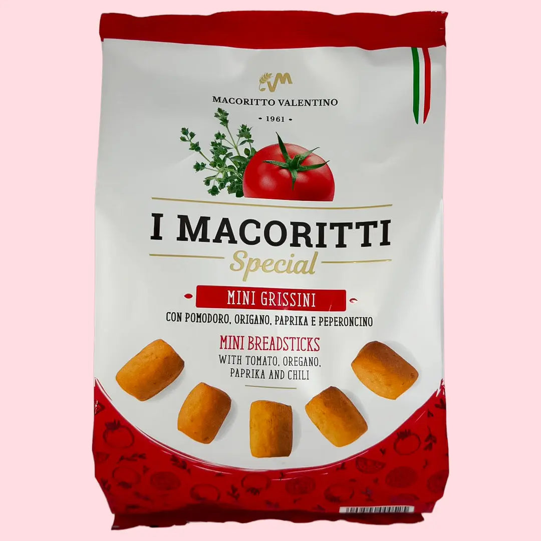 Mini Grissinis con Tomate, Orégano, Pimentón y Chili I Macoritti 250 g Macoritto Valentino SRL