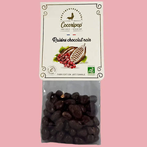 Uvas pasas cubiertas de chocolate oscuro Cocoripop 110 g Cocoripop