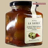 Aceitunas Verdes sin Hueso con Aceite de Oliva Ahumado y Pimentón Finca La Barca