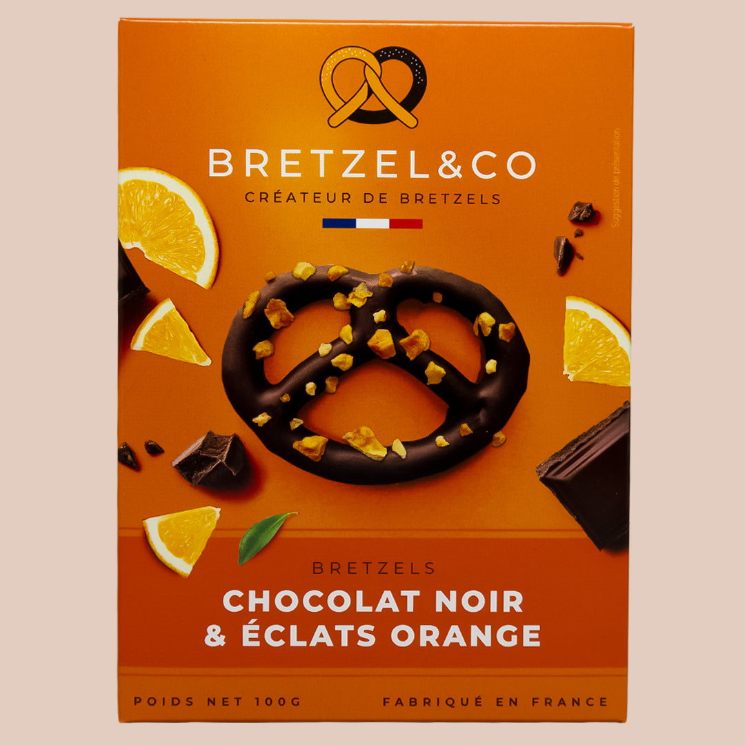 Bretzel con Chocolate Negro y Naranja 100 g