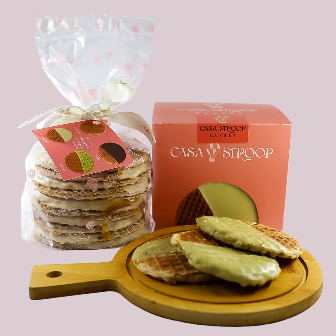 Galletas Stroopwafels Artesanales Cubiertas de Chocolate Blanco